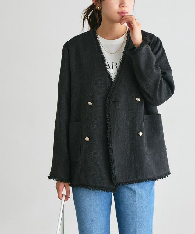 【ピエロ/Pierrot】のノーカラーフリンジツイードジャケット インテリア・キッズ・メンズ・レディースファッション・服の通販 founy(ファニー) https://founy.com/ ファッション Fashion レディースファッション WOMEN アウター Coat Outerwear ジャケット Jackets 2025年 2025 2025春夏・S/S Ss,Spring/Summer,2025 ジャケット Jacket セレモニー Ceremony ツイード Tweed フリンジ Fringe プチプライス・低価格 Affordable エレガント 上品 Elegant |ID: prp329100004322435 ipo3291000000029992627