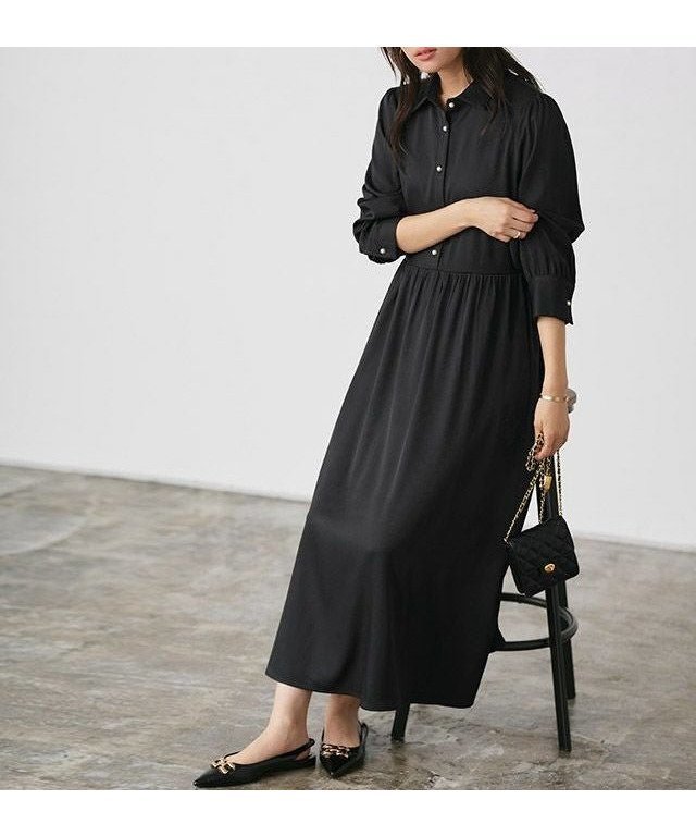 【ピエロ/Pierrot】のパールボタンシャツワンピース 人気、トレンドファッション・服の通販 founy(ファニー) 　ファッション　Fashion　レディースファッション　Fashion for Women　ワンピース　Dresses　シャツワンピース / 1枚で着映えコーデ　Shirt Dresses　ギャザー　Gathered, Ruffled　パール　Pearl, Pearl Accent　フロント　Front, Front Design　プチプライス・低価格　Affordable / Budget Price　エレガント 上品　Elegant　 other-1|ID: prp329100004334162 ipo3291000000035896928