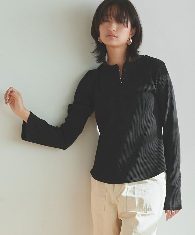 【ピエロ/Pierrot】のRASW フロントホックヘンリーリブカットソー 人気、トレンドファッション・服の通販 founy(ファニー) 　ファッション　Fashion　レディースファッション　Fashion for Women　トップス・カットソー　Cut & Sew Tops　カットソー・ベーシックTシャツ　Cut-and-Sewn Tops / Stretch Tees & Basics　シンプル　Simple, Minimal　トレンド　Trend, Trending Now　バランス　Balance, Style Balance　フロント　Front, Front Design　プチプライス・低価格　Affordable / Budget Price　ラウンド　Round, Round Neck　 other-1|ID: prp329100004343203 ipo3291000000035624434