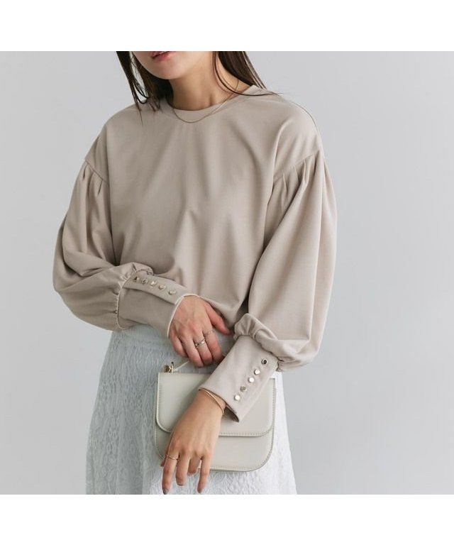 【ピエロ/Pierrot】の【お手入れ簡単】選べる袖ボタンポンチプルオーバー インテリア・キッズ・メンズ・レディースファッション・服の通販 founy(ファニー) ファッション Fashion レディースファッション Fashion for Women トップス・カットソー Cut & Sew Tops カジュアルプルオーバー・ニットトップス Pullovers & Knit Tops / Casual Pullovers パール Pearl, Pearl Accent プチプライス・低価格 Affordable / Budget Price 166cm / グレージュ / ゴールドボタン / M|ID: prp329100004352581 ipo3291000000035517641