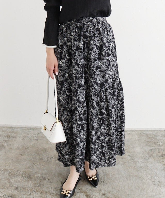 【ピエロ/Pierrot】のギャザー切替プリントスカート インテリア・キッズ・メンズ・レディースファッション・服の通販 founy(ファニー) 　ファッション　Fashion　レディースファッション　Fashion for Women　スカート　Skirts　ギャザー　Gathered, Ruffled　シンプル　Simple, Minimal　トレンド　Trend, Trending Now　プチプライス・低価格　Affordable / Budget Price　プリント　Print, Printed Pattern　切替　Switching, Contrast Panel　ギャザー切替プリントスカート|ID: prp329100004364381 ipo3291000000036122038