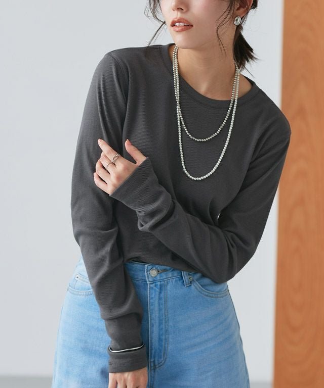 【ピエロ/Pierrot】のストレッチリブロングスリーブカットソー 人気、トレンドファッション・服の通販 founy(ファニー) 　ファッション　Fashion　レディースファッション　Fashion for Women　トップス・カットソー　Cut & Sew Tops　カットソー・ベーシックTシャツ　Cut-and-Sewn Tops / Stretch Tees & Basics　カットソー　Cut and Sewn Top　プチプライス・低価格　Affordable / Budget Price　ロング　Long, Long-Length　 other-1|ID: prp329100004373353 ipo3291000000036120149