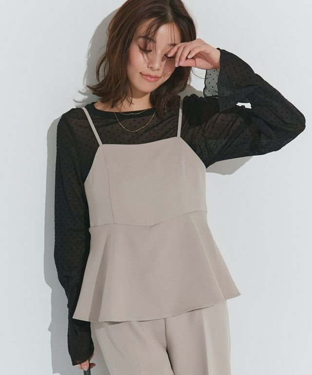 【ピエロ/Pierrot】のネックと柄が選べるフレアスリーブシアーカットソー 人気、トレンドファッション・服の通販 founy(ファニー) 　ファッション　Fashion　レディースファッション　WOMEN　トップス・カットソー　Tops/Tshirt　カットソー　Cut and Sewn　送料無料　Free Shipping　2025年　2025　2025春夏・S/S　Ss,Spring/Summer,2025　シアー　Sheer　ドット　Dot　ハイネック　High Neck　プチプライス・低価格　Affordable　ロング　Long　 other-1|ID: prp329100004378422 ipo3291000000031793774