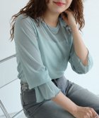 【ピエロ/Pierrot】のネックと柄が選べるフレアスリーブシアーカットソー 157cm / ラメ / ブルー / クルーネック / M|ID:prp329100004378422