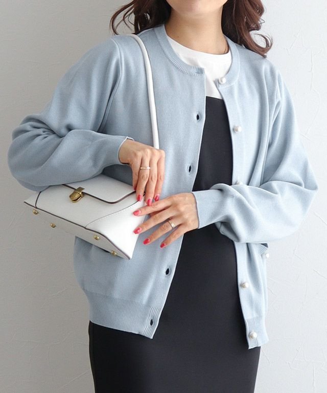 【ピエロ/Pierrot】の選べるボタン多機能ポケットニットカーディガン インテリア・キッズ・メンズ・レディースファッション・服の通販 founy(ファニー) 　ファッション　Fashion　レディースファッション　Fashion for Women　トップス・カットソー　Cut & Sew Tops　ニット　Knit Tops & Sweaters　カーディガン・羽織り　Layered Style Cardigans　ウォッシャブル　Machine Washable　シンプル　Simple, Minimal　パール　Pearl, Pearl Accent　プチプライス・低価格　Affordable / Budget Price　ポケット　Pocket, Pocket Detail　エレガント 上品　Elegant　抗菌　Antibacterial, Bacteria-Resistant　157cm / パール / ライトブルー / M|ID: prp329100004378424 ipo3291000000035482440