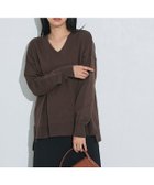 【ピエロ/Pierrot】のネックが選べるコットンミックスオーバーニット 162cm / ブラウン / Vネック / M|ID: prp329100004383534 ipo3291000000034545550