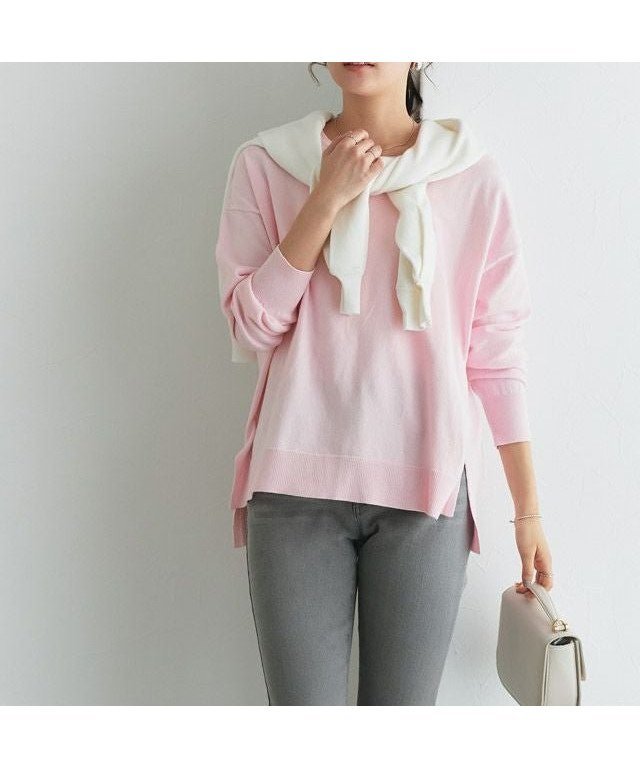 【ピエロ/Pierrot】のネックが選べるコットンミックスオーバーニット インテリア・キッズ・メンズ・レディースファッション・服の通販 founy(ファニー) 　ファッション　Fashion　レディースファッション　Fashion for Women　トップス・カットソー　Cut & Sew Tops　ニット　Knit Tops & Sweaters　送料無料　Free Shipping　ウォッシャブル　Machine Washable　シンプル　Simple, Minimal　プチプライス・低価格　Affordable / Budget Price　ベーシック　Basic, Essential　ミックス　Mix, Mixed Style　エレガント 上品　Elegant　166cm / ピンク / ボートネック / M|ID: prp329100004383534 ipo3291000000036122053