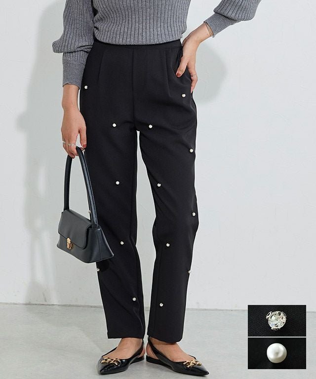 【ピエロ/Pierrot】の【お手入れ簡単】 デザインが選べるテーパードパンツ インテリア・キッズ・メンズ・レディースファッション・服の通販 founy(ファニー) 　ファッション　Fashion　レディースファッション　Fashion for Women　パンツ　Pants & Trousers　ストレッチ　Stretch, Stretchy Fabric　トレンド　Trend, Trending Now　パール　Pearl, Pearl Accent　フロント　Front, Front Design　プチプライス・低価格　Affordable / Budget Price　ベーシック　Basic, Essential　【お手入れ簡単】デザインが選べるテーパードパンツ|ID: prp329100004383537 ipo3291000000036122078