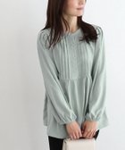 【ピエロ/Pierrot】のパールボタンピンタックペプラムブラウス 163cm / グレイッシュミント / M|ID:prp329100004383544