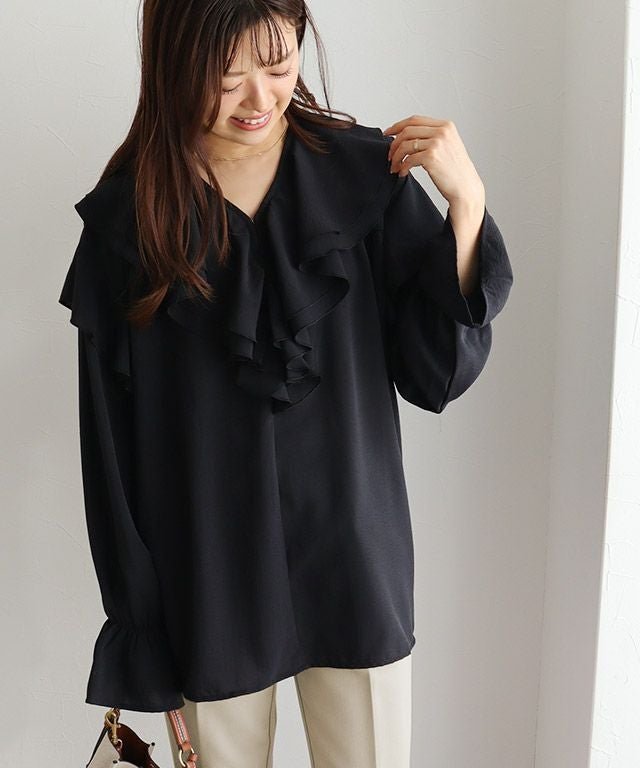 【ピエロ/Pierrot】のラッフルカラーチュニックブラウス 人気、トレンドファッション・服の通販 founy(ファニー) 　ファッション　Fashion　レディースファッション　Fashion for Women　トップス・カットソー　Cut & Sew Tops　シャツ・ブラウス・オフィスカジュアル　Elegant Blouses & Button-Ups　チュニック　Tunic, Long Top　フェミニン　Feminine, Girly　フリル　Frill, Ruffle　プチプライス・低価格　Affordable / Budget Price　 other-1|ID: prp329100004383547 ipo3291000000036120271