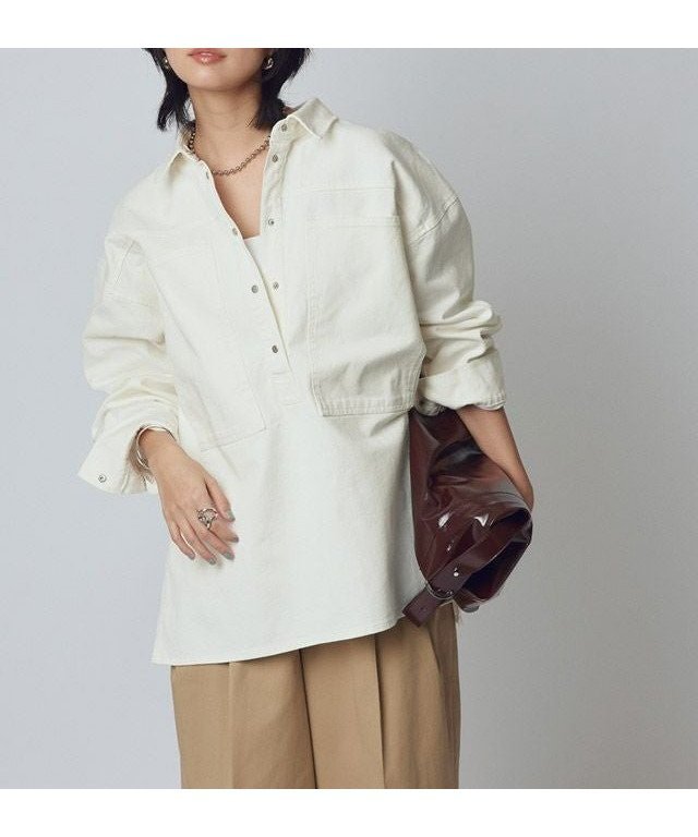 【ピエロ/Pierrot】のRASW デニムプルオーバーシャツ インテリア・キッズ・メンズ・レディースファッション・服の通販 founy(ファニー) https://founy.com/ ファッション Fashion レディースファッション Fashion for Women トップス・カットソー Cut & Sew Tops シャツ・ブラウス・オフィスカジュアル Elegant Blouses & Button-Ups カジュアルプルオーバー・ニットトップス Pullovers & Knit Tops / Casual Pullovers スリット Slit, Slit Detail デニム Denim, Jeans Material プチプライス・低価格 Affordable / Budget Price ポケット Pocket, Pocket Detail メタル Metal, Metal Parts |ID: prp329100004390598 ipo3291000000036306849