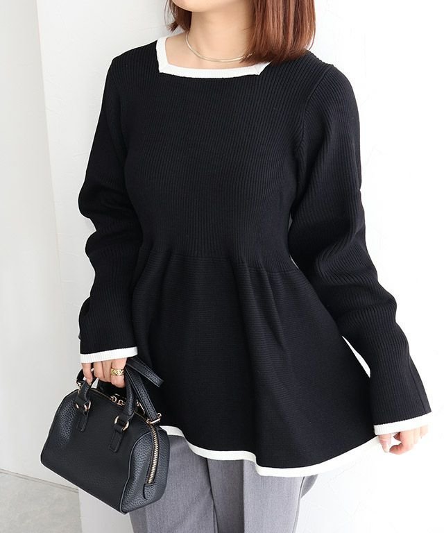 【ピエロ/Pierrot】の配色ペプラムニット 人気、トレンドファッション・服の通販 founy(ファニー) ファッション Fashion レディースファッション Fashion for Women トップス・カットソー Cut & Sew Tops ニット Knit Tops & Sweaters フェミニン Feminine, Girly プチプライス・低価格 Affordable / Budget Price ペプラム Peplum, Flared Hem other-1|ID: prp329100004390600 ipo3291000000034223440