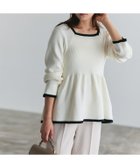 【ピエロ/Pierrot】の配色ペプラムニット 人気、トレンドファッション・服の通販 founy(ファニー) ファッション Fashion レディースファッション Fashion for Women トップス・カットソー Cut & Sew Tops ニット Knit Tops & Sweaters フェミニン Feminine, Girly プチプライス・低価格 Affordable / Budget Price ペプラム Peplum, Flared Hem thumbnail 166cm / オフホワイト×ブラック / M|ID: prp329100004390600 ipo3291000000034223441