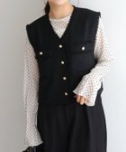 【ピエロ/Pierrot】の会員限定!10%OFF ゴールドボタンフリンジツイードベスト 157cm / ブラック / M|ID:prp329100004408961