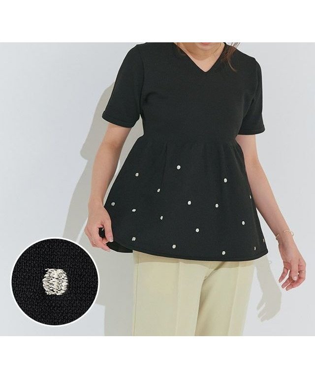 【ピエロ/Pierrot】のドットラメ刺繍ペプラムニット 人気、トレンドファッション・服の通販 founy(ファニー) ファッション Fashion レディースファッション Fashion for Women トップス・カットソー Cut & Sew Tops ニット Knit Tops & Sweaters ドット Polka Dot, Dot Pattern プチプライス・低価格 Affordable / Budget Price ペプラム Peplum, Flared Hem ランダム Random, Irregular other-1|ID: prp329100004408981 ipo3291000000031756297