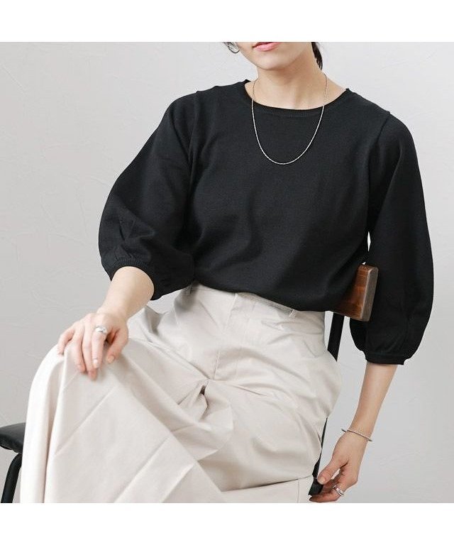 【ピエロ/Pierrot】の多機能ボリュームスリーブルーズニット インテリア・キッズ・メンズ・レディースファッション・服の通販 founy(ファニー) 　ファッション　Fashion　レディースファッション　WOMEN　トップス・カットソー　Tops/Tshirt　ニット　Knit Tops　ボリュームスリーブ / フリル袖　Volume Sleeve　送料無料　Free Shipping　2025年　2025　2025春夏・S/S　Ss,Spring/Summer,2025　ウォッシャブル　Washable　シンプル　Simple　スリーブ　Sleeve　フェミニン　Feminine　プチプライス・低価格　Affordable　ルーズ　Loose　エレガント 上品　Elegant　抗菌　Antibacterial　167cm / ブラック / M|ID: prp329100004430446 ipo3291000000031931313