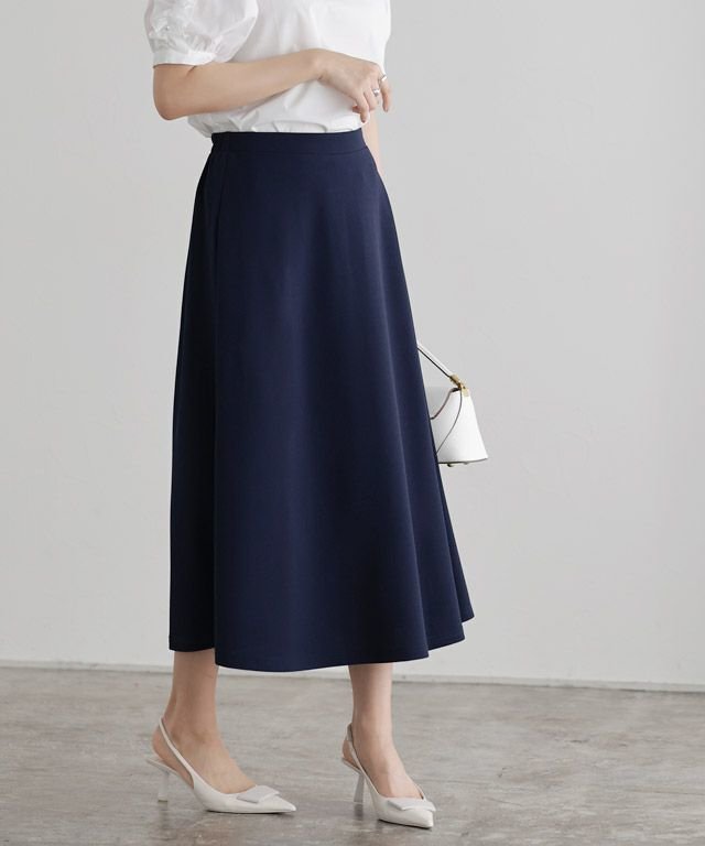 【ピエロ/Pierrot】の機能性2丈フレアスカート インテリア・キッズ・メンズ・レディースファッション・服の通販 founy(ファニー) 　ファッション　Fashion　レディースファッション　WOMEN　スカート　Skirt　Aライン/フレアスカート　Flared A-Line Skirts　2025年　2025　2025春夏・S/S　Ss,Spring/Summer,2025　ウォッシャブル　Washable　ジョーゼット　Georgette　ストレッチ　Stretch　フレア　Flare　プチプライス・低価格　Affordable　ミドル　Middle　ロング　Long　夏　Summer　春　Spring　S/S・春夏　Ss・Spring/Summer　167cm / ネイビー / ミドル丈 / M|ID: prp329100004435858 ipo3291000000030984329
