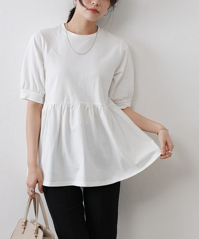 【ピエロ/Pierrot】のパフフレアTシャツ インテリア・キッズ・メンズ・レディースファッション・服の通販 founy(ファニー) 　ファッション　Fashion　レディースファッション　WOMEN　トップス・カットソー　Tops/Tshirt　シャツ/ブラウス　Shirts/Blouses　ロング / Tシャツ　T-Shirts　送料無料　Free Shipping　2025年　2025　2025春夏・S/S　Ss,Spring/Summer,2025　おすすめ　Recommend　ギャザー　Gather　フェミニン　Feminine　フレア　Flare　プチプライス・低価格　Affordable　再入荷　Restock/Back In Stock/Re Arrival　パフフレアTシャツ|ID: prp329100004435876 ipo3291000000031963156