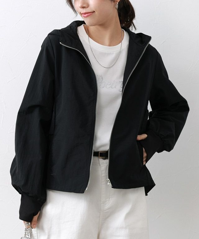 【ピエロ/Pierrot】のUVカットバックフリルパーカー インテリア・キッズ・メンズ・レディースファッション・服の通販 founy(ファニー) 　ファッション　Fashion　レディースファッション　WOMEN　アウター　Coat Outerwear　ジャケット　Jackets　フェミニン　Feminine　フロント　Front　プチプライス・低価格　Affordable　再入荷　Restock/Back In Stock/Re Arrival　167cm / ブラック / M|ID: prp329100004435884 ipo3291000000031634965