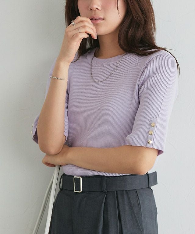 【ピエロ/Pierrot】の袖ボタンニットプルオーバー インテリア・キッズ・メンズ・レディースファッション・服の通販 founy(ファニー) 　ファッション　Fashion　レディースファッション　Fashion for Women　トップス・カットソー　Cut & Sew Tops　ニット　Knit Tops & Sweaters　カジュアルプルオーバー・ニットトップス　Pullovers & Knit Tops / Casual Pullovers　インナー　Innerwear　フィット　Fit, Slim Fit　プチプライス・低価格　Affordable / Budget Price　夏　Summer　秋　Autumn　袖ボタンニットプルオーバー|ID: prp329100004441372 ipo3291000000035896282