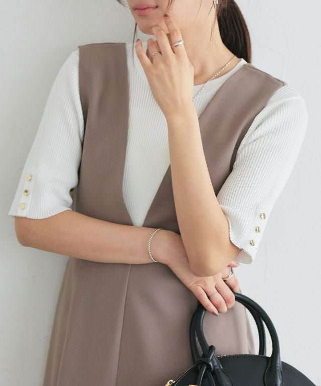 【ピエロ/Pierrot】の袖ボタンニットプルオーバー インテリア・キッズ・メンズ・レディースファッション・服の通販 founy(ファニー) 　ファッション　Fashion　レディースファッション　Fashion for Women　トップス・カットソー　Cut & Sew Tops　ニット　Knit Tops & Sweaters　カジュアルプルオーバー・ニットトップス　Pullovers & Knit Tops / Casual Pullovers　インナー　Innerwear　フィット　Fit, Slim Fit　プチプライス・低価格　Affordable / Budget Price　夏　Summer　秋　Autumn　166cm / オフホワイト / M|ID: prp329100004441372 ipo3291000000035896284