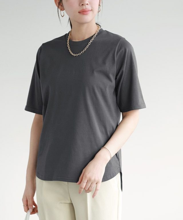 【ピエロ/Pierrot】の【イージーケア】バックジップデザインTシャツ インテリア・キッズ・メンズ・レディースファッション・服の通販 founy(ファニー) ファッション Fashion レディースファッション Fashion for Women トップス・カットソー Cut & Sew Tops シャツ・ブラウス・オフィスカジュアル Elegant Blouses & Button-Ups ロングTシャツ・Tシャツ Longline T-Shirts & Tees プチプライス・低価格 Affordable / Budget Price ベーシック Basic, Essential エレガント 上品 Elegant 166cm / チャコール / M|ID: prp329100004450939 ipo3291000000035622542