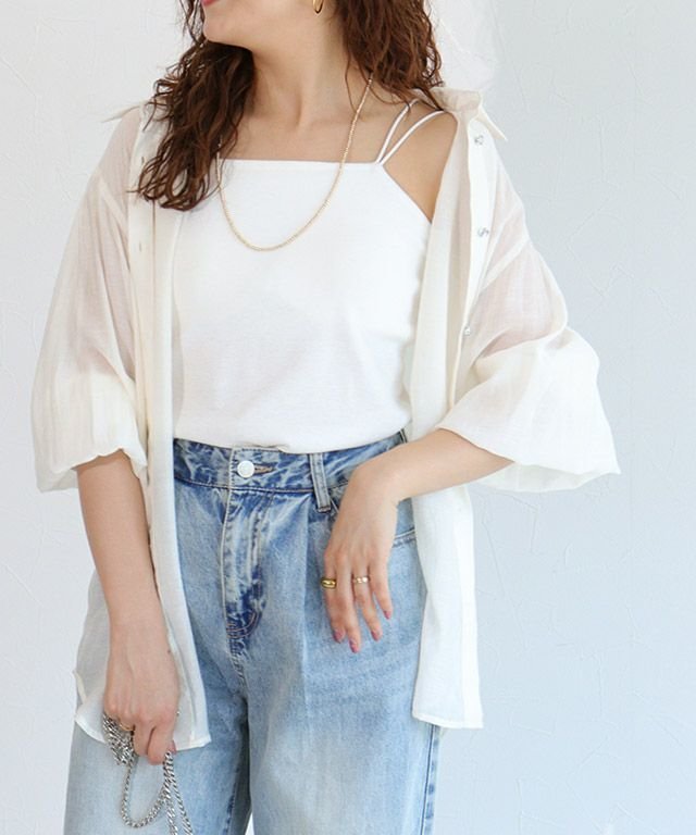 【ピエロ/Pierrot】のビジューシアーシャツ インテリア・キッズ・メンズ・レディースファッション・服の通販 founy(ファニー) 　ファッション　Fashion　レディースファッション　Ladies' Fashion Online　トップス・カットソー　Tops/Tshirt　シャツ/ブラウス　Shirts/Blouses　2025年　2025　2025春夏・S/S　Ss,Spring/Summer,2025　シアー　Sheer　スリーブ　Sleeve　プチプライス・低価格　Affordable　157cm / アイボリー / M|ID: prp329100004450940 ipo3291000000032455010
