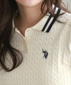 【ピエロ/Pierrot】の【U.S.POLO ASSN.】配色デザインポロニット 166cm / アイボリー×ネイビー / M|ID: prp329100004455119 ipo3291000000031172800