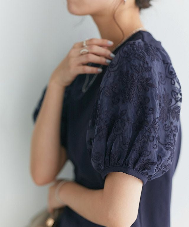 【ピエロ/Pierrot】の袖チュールレースブラウス インテリア・キッズ・メンズ・レディースファッション・服の通販 founy(ファニー) 　ファッション　Fashion　レディースファッション　Fashion for Women　トップス・カットソー　Cut & Sew Tops　シャツ・ブラウス・オフィスカジュアル　Elegant Blouses & Button-Ups　チュール　Tulip, Tulip Motif　トレンド　Trend, Trending Now　バランス　Balance, Style Balance　プチプライス・低価格　Affordable / Budget Price　ラウンド　Round, Round Neck　レース　Lace, Lace Fabric　袖チュールレースブラウス|ID: prp329100004465010 ipo3291000000035896388