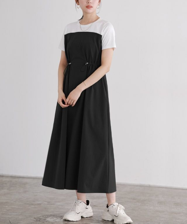 【ピエロ/Pierrot】の撥水ドッキングドロストワンピース インテリア・キッズ・メンズ・レディースファッション・服の通販 founy(ファニー) https://founy.com/ ファッション Fashion レディースファッション WOMEN ワンピース Dress 2025年 2025 2025春夏・S/S Ss,Spring/Summer,2025 カットソー Cut And Sew タフタ Taffeta プチプライス・低価格 Affordable |ID: prp329100004465011 ipo3291000000031277971
