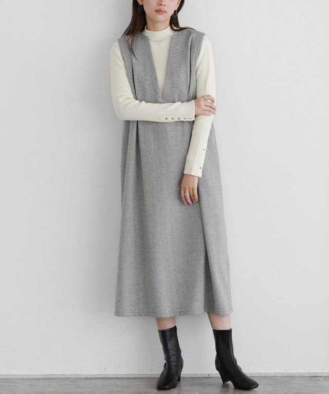 【ピエロ/Pierrot】の選べる柄タックジャンパースカート インテリア・キッズ・メンズ・レディースファッション・服の通販 founy(ファニー) 　ファッション　Fashion　レディースファッション　Fashion for Women　スカート　Skirts　インナー　Innerwear　カットソー　Cut and Sewn Top　チェック　Check, Plaid, Tartan　フレア　Flare, Flared　プチプライス・低価格　Affordable / Budget Price　ヘリンボーン/グレー|ID: prp329100004470332 ipo3291000000032969746