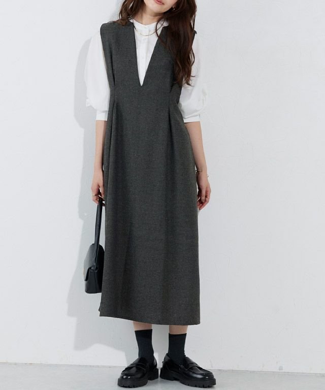 【ピエロ/Pierrot】の選べる柄タックジャンパースカート インテリア・キッズ・メンズ・レディースファッション・服の通販 founy(ファニー) 　ファッション　Fashion　レディースファッション　Fashion for Women　スカート　Skirts　送料無料　Free Shipping　インナー　Innerwear　カットソー　Cut and Sewn Top　チェック　Check, Plaid, Tartan　フレア　Flare, Flared　プチプライス・低価格　Affordable / Budget Price　166cm / ヘリンボーンB / Dチャーコール / M|ID: prp329100004470332 ipo3291000000034545567