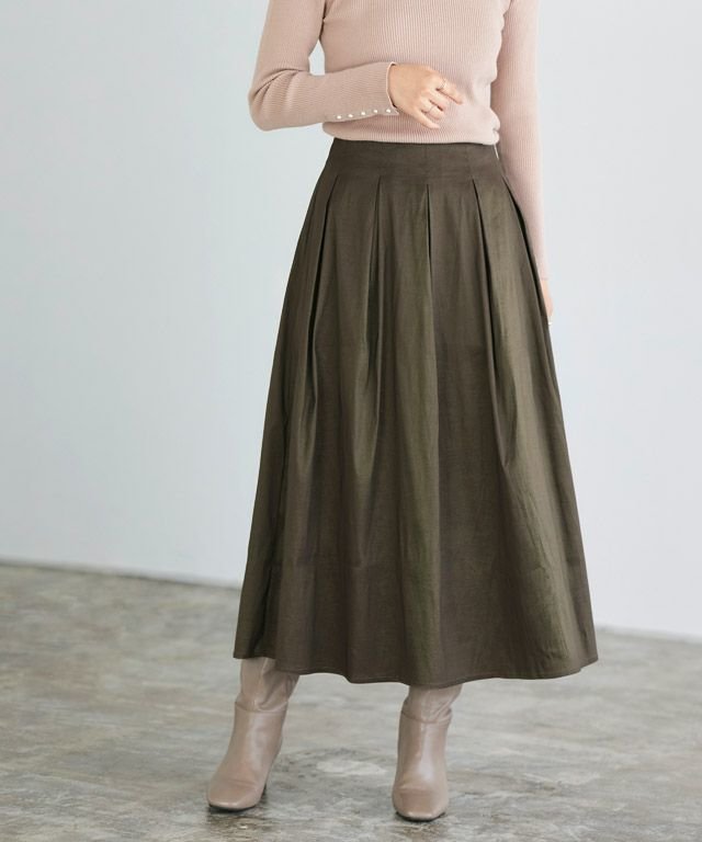 【ピエロ/Pierrot】のシャイニータフタタックフレアスカート インテリア・キッズ・メンズ・レディースファッション・服の通販 founy(ファニー) 　ファッション　Fashion　レディースファッション　WOMEN　スカート　Skirt　Aライン/フレアスカート　Flared A-Line Skirts　おすすめ　Recommend　タフタ　Taffeta　プチプライス・低価格　Affordable　ロング　Long　ブラウンカーキ|ID: prp329100004470334 ipo3291000000032324350