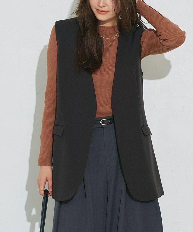 【ピエロ/Pierrot】の【D会場】ベルト付きノーカラージレ 人気、トレンドファッション・服の通販 founy(ファニー) 　ファッション　Fashion　レディースファッション　Fashion for Women　アウター　Coat / Outerwear Collection　トップス・カットソー　Cut & Sew Tops　ベスト&ジレ / 重ね着スタイル　Vests & Gilets　ベルト&ウエストマーク　Belts & Waist Accessories　シンプル　Simple, Minimal　プチプライス・低価格　Affordable / Budget Price　 other-1|ID: prp329100004475665 ipo3291000000036120281