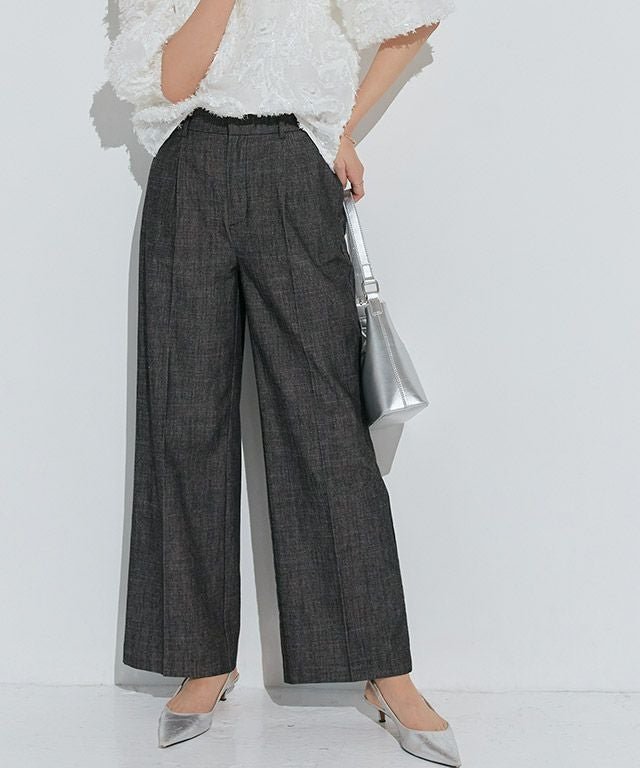 【ピエロ/Pierrot】のシャンブレーワイドパンツ 人気、トレンドファッション・服の通販 founy(ファニー) 　ファッション　Fashion　レディースファッション　Fashion for Women　パンツ　Pants & Trousers　シャンブレー　Chambray, Denim-Like Fabric　シンプル　Simple, Minimal　センター　Center, Center Line　プチプライス・低価格　Affordable / Budget Price　ルーズ　Loose, Oversized　ワイド　Wide, Wide Fit　 other-1|ID: prp329100004475668 ipo3291000000036120289