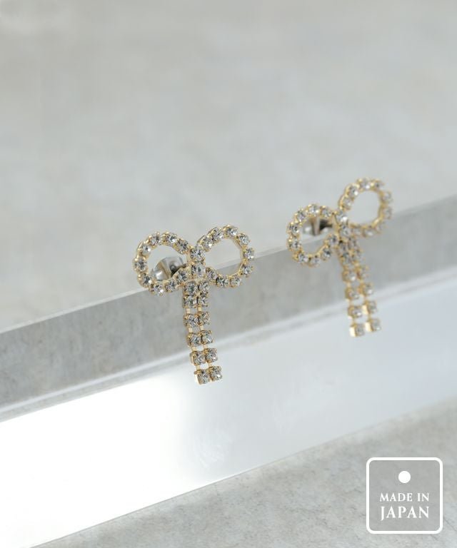 【ピエロ/Pierrot】のビジューリボンピアス[Pierrot] インテリア・キッズ・メンズ・レディースファッション・服の通販 founy(ファニー) 　ファッション　Fashion　レディースファッション　Fashion for Women　おすすめ　Recommended / Our Picks　アクセサリー　Fashion Accessories　ガラス　Glass, Glassware　コーティング　Coating, Coated Finish　ストーン　Stone, Gem-Like　フェミニン　Feminine, Girly　プチプライス・低価格　Affordable / Budget Price　ビジューリボンピアス|ID: prp329100004475671 ipo3291000000036072696