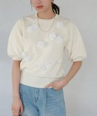 【ピエロ/Pierrot】のフラワーモチーフニット【SAORIさんコラボカラーアイテム】 166cm / オフホワイト / M|ID:prp329100004475672
