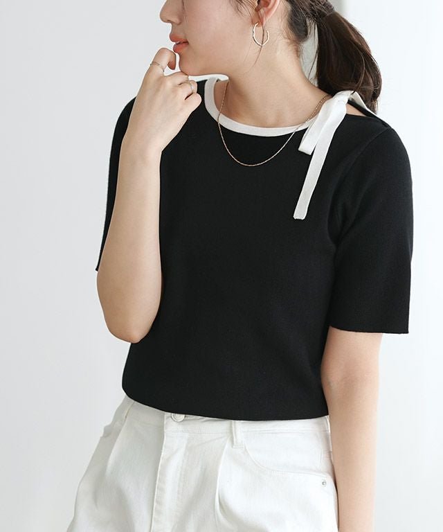 【ピエロ/Pierrot】のリボンデザインニットプルオーバー インテリア・キッズ・メンズ・レディースファッション・服の通販 founy(ファニー) https://founy.com/ ファッション Fashion レディースファッション Fashion for Women トップス・カットソー Cut & Sew Tops ニット Knit Tops & Sweaters カジュアルプルオーバー・ニットトップス Pullovers & Knit Tops / Casual Pullovers ショルダー Shoulder, Shoulder Strap フェミニン Feminine, Girly プチプライス・低価格 Affordable / Budget Price リボン Ribbon, Bow |ID: prp329100004475678 ipo3291000000036339019