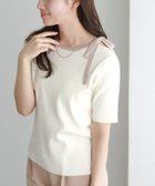 【ピエロ/Pierrot】のリボンデザインニットプルオーバー 166cm / オフホワイト×グレージュ / M|ID: prp329100004475678 ipo3291000000036339022