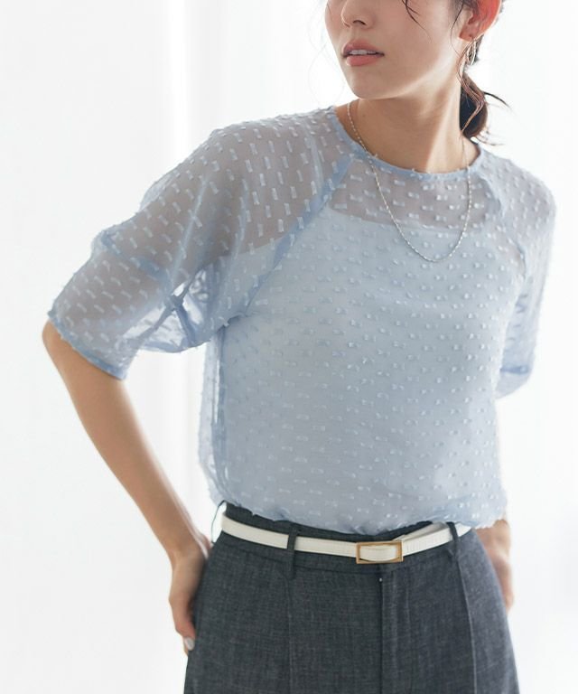 【ピエロ/Pierrot】のリボンフリンジジャカードブラウス インテリア・キッズ・メンズ・レディースファッション・服の通販 founy(ファニー) 　ファッション　Fashion　レディースファッション　WOMEN　トップス・カットソー　Tops/Tshirt　シャツ/ブラウス　Shirts/Blouses　2025年　2025　2025春夏・S/S　Ss,Spring/Summer,2025　シアー　Sheer　シンプル　Simple　フェミニン　Feminine　プチプライス・低価格　Affordable　リボンフリンジジャカードブラウス|ID: prp329100004475681 ipo3291000000031554489
