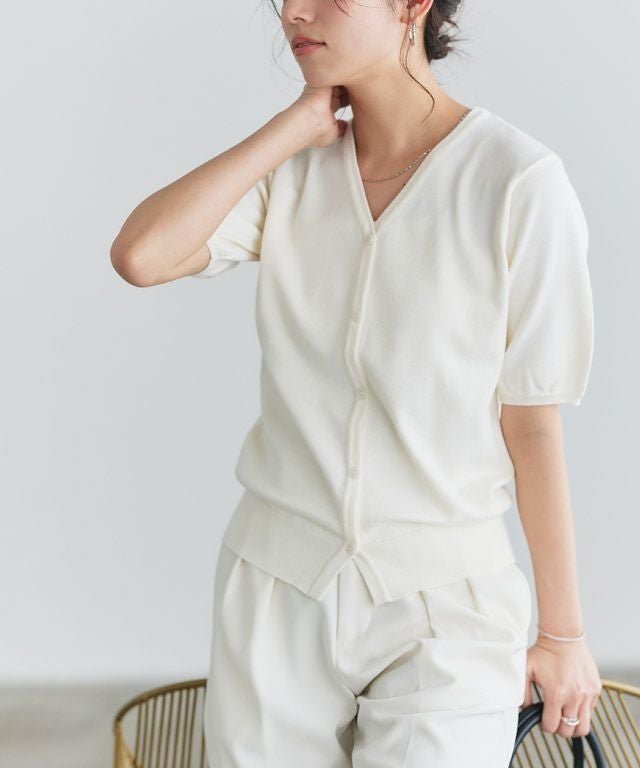 【ピエロ/Pierrot】の多機能ニット5分袖カーディガン インテリア・キッズ・メンズ・レディースファッション・服の通販 founy(ファニー) 　ファッション　Fashion　レディースファッション　Fashion for Women　トップス・カットソー　Cut & Sew Tops　ニット　Knit Tops & Sweaters　カーディガン・羽織り　Layered Style Cardigans　ウォッシャブル　Machine Washable　カーディガン　Cardigan, Knitwear　シンプル　Simple, Minimal　プチプライス・低価格　Affordable / Budget Price　エレガント 上品　Elegant　抗菌　Antibacterial, Bacteria-Resistant　167cm / アイボリーー / M|ID: prp329100004481058 ipo3291000000036072919