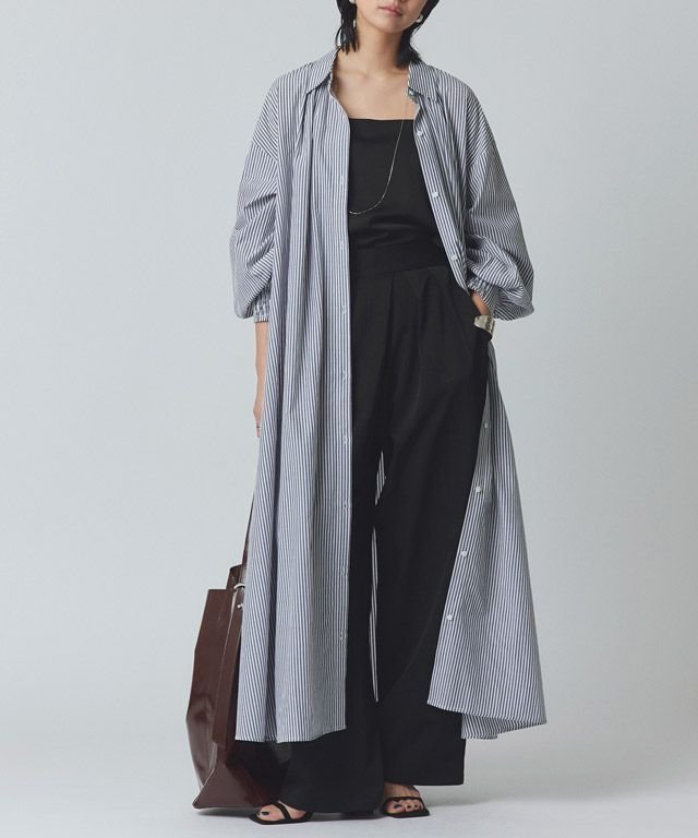 【ピエロ/Pierrot】のRASW ボリュームシャツワンピース インテリア・キッズ・メンズ・レディースファッション・服の通販 founy(ファニー) 　ファッション　Fashion　レディースファッション　Fashion for Women　ワンピース　Dresses　シャツワンピース / 1枚で着映えコーデ　Shirt Dresses　プチプライス・低価格　Affordable / Budget Price　リゾート　Resort, Vacation Style　ワッシャー　Washer, Crinkled Finish　無地　Plain, Solid Color　166cm / オフホワイト×ネイビー / M|ID: prp329100004485687 ipo3291000000035481222