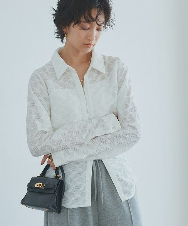 【ピエロ/Pierrot】のRASW カットレースジャカードシャツ インテリア・キッズ・メンズ・レディースファッション・服の通販 founy(ファニー) 　ファッション　Fashion　レディースファッション　Fashion for Women　トップス・カットソー　Cut & Sew Tops　シャツ・ブラウス・オフィスカジュアル　Elegant Blouses & Button-Ups　おすすめ　Recommended / Our Picks　インナー　Innerwear　スラックス　Slacks, Dress Pants　デニム　Denim, Jeans Material　トレンド　Trend, Trending Now　プチプライス・低価格　Affordable / Budget Price　レース　Lace, Lace Fabric　[RASW]カットレースジャカードシャツ|ID: prp329100004485690 ipo3291000000036073000