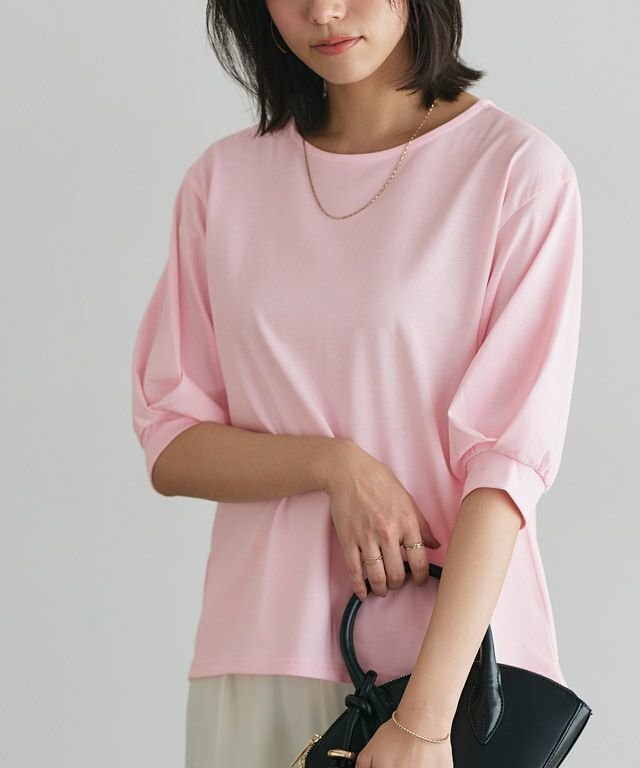 【ピエロ/Pierrot】の【イージーケア】パフスリーブオーバーTシャツ インテリア・キッズ・メンズ・レディースファッション・服の通販 founy(ファニー) 　ファッション　Fashion　レディースファッション　Fashion for Women　トップス・カットソー　Cut & Sew Tops　シャツ・ブラウス・オフィスカジュアル　Elegant Blouses & Button-Ups　ロングTシャツ・Tシャツ　Longline T-Shirts & Tees　送料無料　Free Shipping　2025年　2025　2025春夏・S/S　Spring/Summer 2025 SS25　スクエア　Square, Square Shape　スリーブ　Sleeve, Long Sleeve / Short Sleeve　プチプライス・低価格　Affordable / Budget Price　エレガント 上品　Elegant　167cm / ピンク / ボートネック / M|ID: prp329100004487503 ipo3291000000031634850