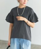 【ピエロ/Pierrot】の【イージーケア】袖フリルデザイントップス 166cm / チャコール / M|ID:prp329100004487508