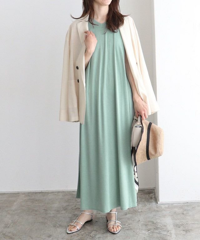 【ピエロ/Pierrot】のVネックタックスリーブロングワンピース インテリア・キッズ・メンズ・レディースファッション・服の通販 founy(ファニー) 　ファッション　Fashion　レディースファッション　WOMEN　ワンピース　Dress　送料無料　Free Shipping　2025年　2025　2025春夏・S/S　Ss,Spring/Summer,2025　プチプライス・低価格　Affordable　163cm / ミント / M|ID: prp329100004493681 ipo3291000000031687919