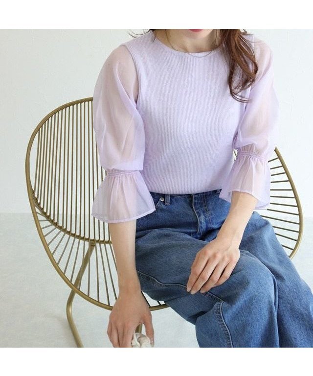 【ピエロ/Pierrot】のネックが選べるシアードッキングキャンディースリーブニット インテリア・キッズ・メンズ・レディースファッション・服の通販 founy(ファニー) ファッション Fashion レディースファッション Fashion for Women トップス・カットソー Cut & Sew Tops ニット Knit Tops & Sweaters シアー Sheer, See-Through シンプル Simple, Minimal スリーブ Sleeve, Long Sleeve / Short Sleeve ドッキング Docking, Mixed Material フェミニン Feminine, Girly プチプライス・低価格 Affordable / Budget Price エレガント 上品 Elegant 163cm / ボートネック/ ラベンダー / M|ID: prp329100004503387 ipo3291000000032040018