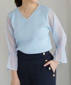 【ピエロ/Pierrot】のネックが選べるシアードッキングキャンディースリーブニット 150cm/ ライトブルー / Vネック / M|ID: prp329100004503387 ipo3291000000032551830