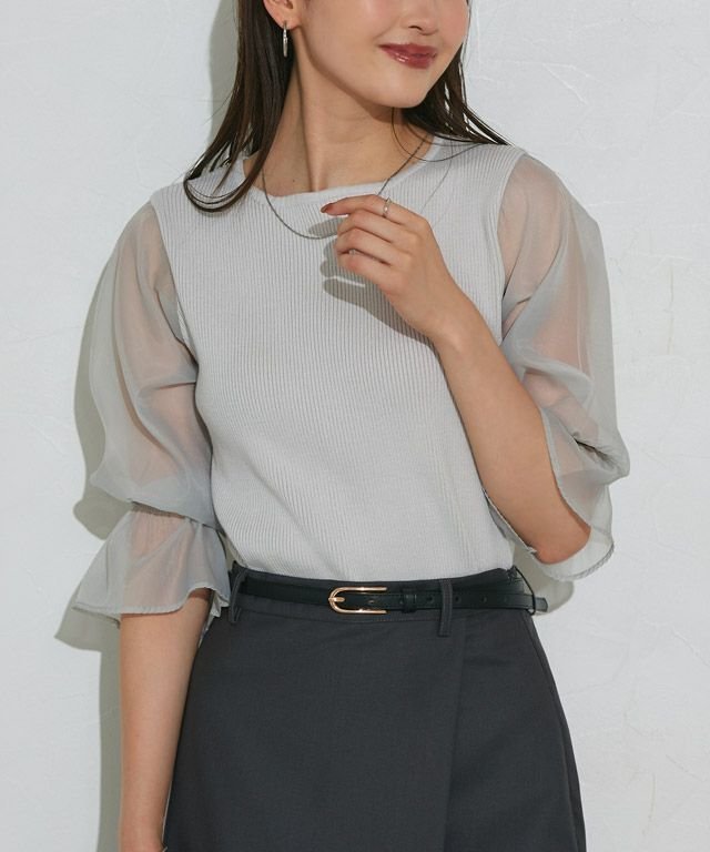 【ピエロ/Pierrot】のネックが選べるシアードッキングキャンディースリーブニット インテリア・キッズ・メンズ・レディースファッション・服の通販 founy(ファニー) ファッション Fashion レディースファッション Fashion for Women トップス・カットソー Cut & Sew Tops ニット Knit Tops & Sweaters シアー Sheer, See-Through シンプル Simple, Minimal スリーブ Sleeve, Long Sleeve / Short Sleeve ドッキング Docking, Mixed Material フェミニン Feminine, Girly プチプライス・低価格 Affordable / Budget Price エレガント 上品 Elegant 163cm / ボートネック / ライトブルー / M|ID: prp329100004503387 ipo3291000000033543315