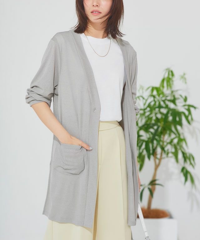 【ピエロ/Pierrot】の接触冷感ロングカーディガン インテリア・キッズ・メンズ・レディースファッション・服の通販 founy(ファニー) 　ファッション　Fashion　レディースファッション　Fashion for Women　トップス・カットソー　Cut & Sew Tops　カーディガン・羽織り　Layered Style Cardigans　送料無料　Free Shipping　2025年　2025　2025春夏・S/S　Spring/Summer 2025 SS25　カーディガン　Cardigan, Knitwear　スリット　Slit, Slit Detail　プチプライス・低価格　Affordable / Budget Price　ロング　Long, Long-Length　夏　Summer　167cm / 杢グレー / M|ID: prp329100004503391 ipo3291000000032275609